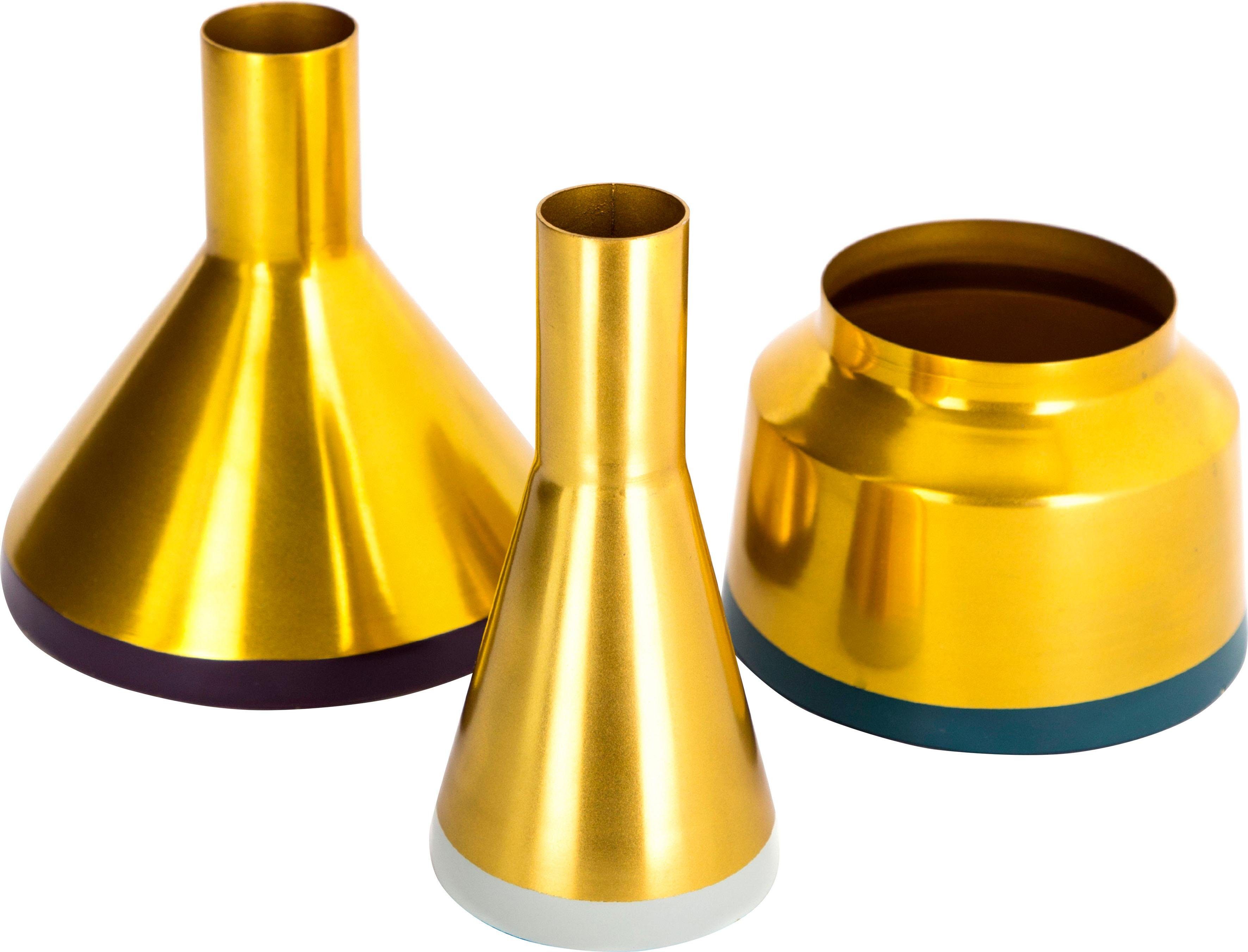 (Set, Culture Dekovase Verarbeitung Kayoom 3 St), hochwertige goldfarben-pflaume-hellgrau-petrol