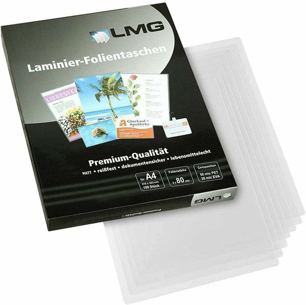 LMG Germany Laminierfolie 100 LMG Laminierfolien matt für A4 80 micron