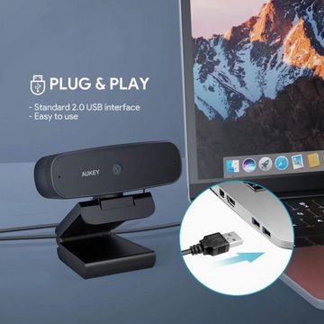 AUKEY PC-W3S Webkamera 1080p USB Webcam (Full HD, Autofokus, Plug and Play, Windows, Mac)