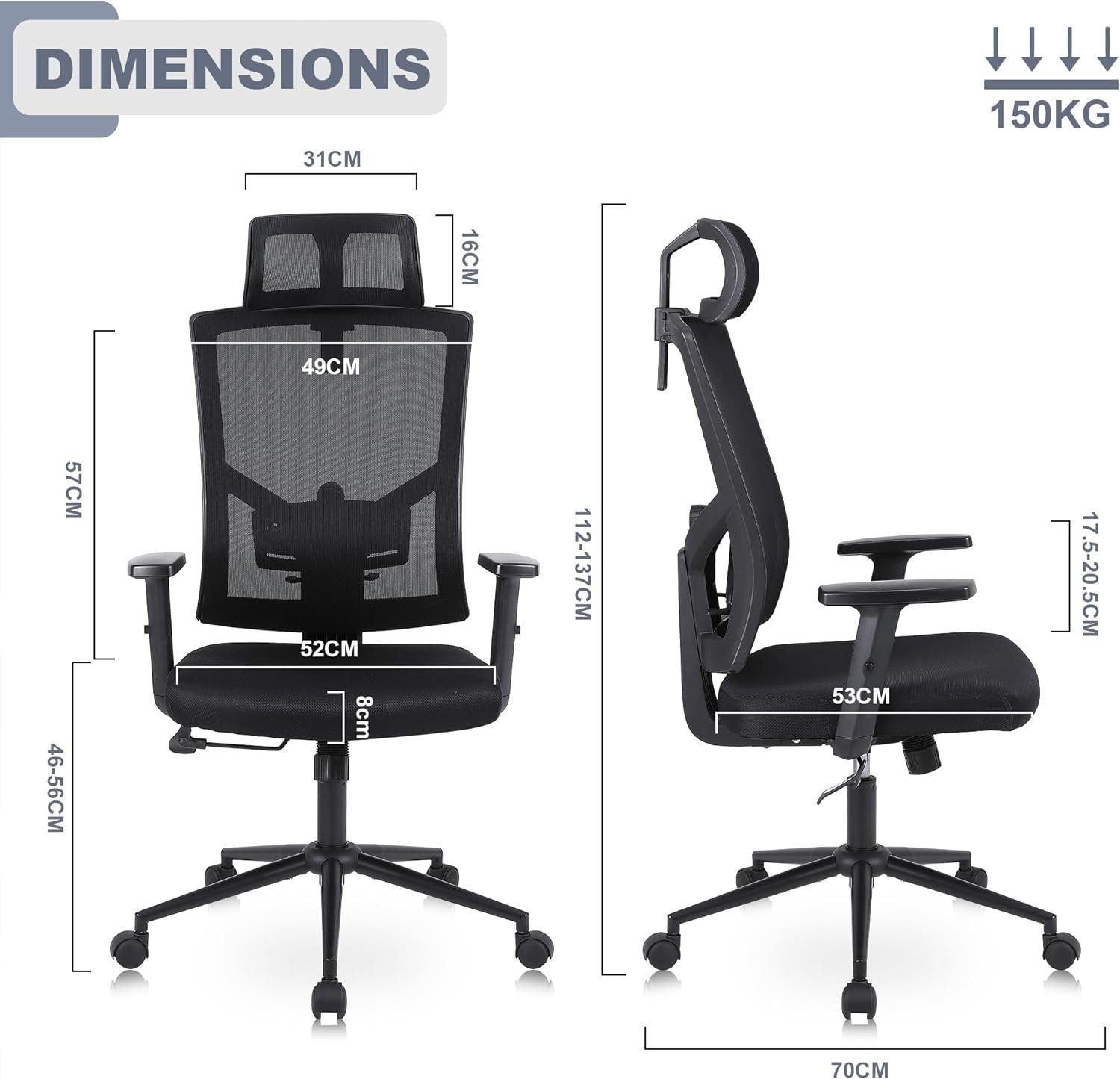 Verstellbarer Schreibtischstuhl Bürostuhl, Chair Youhauchair und Office Kopfstütze mit