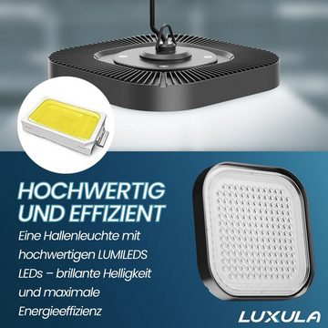 LUXULA LED Arbeitsleuchte LED-HighBay, quadratisch, 100 W, 12000 lm, 5000 K (neutralweiß), IP65, LED fest integriert, Tageslichtweiß, neutralweiß, schlagfest, spritzwassergeschützt