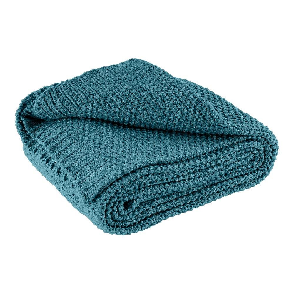 Wohndecke Strick, wometo, OEKO-TEX®, Kuscheldecke mit edlem & schlichtem Strickmuster