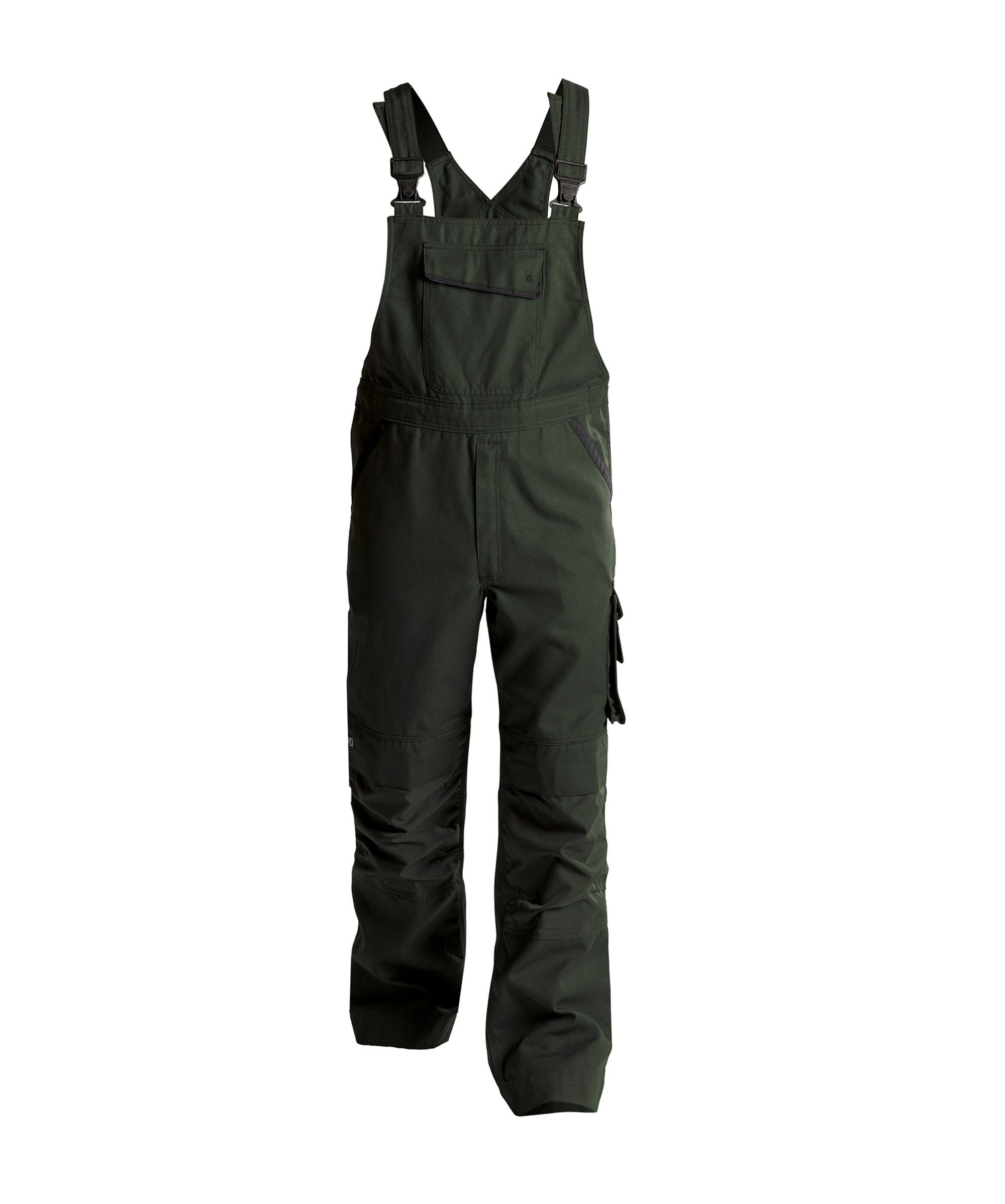 Dassy Arbeitshose Canvas Arbeitslatzhose mit Kniepolstertaschen Bolt (1-tlg) moosgrün/schwarz