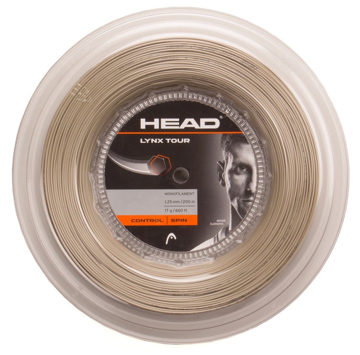 Head Tennissaite Lynx Tour (Kontrolle+Spin) champagnebraun 200m Rolle, Saitendicke: 1.25