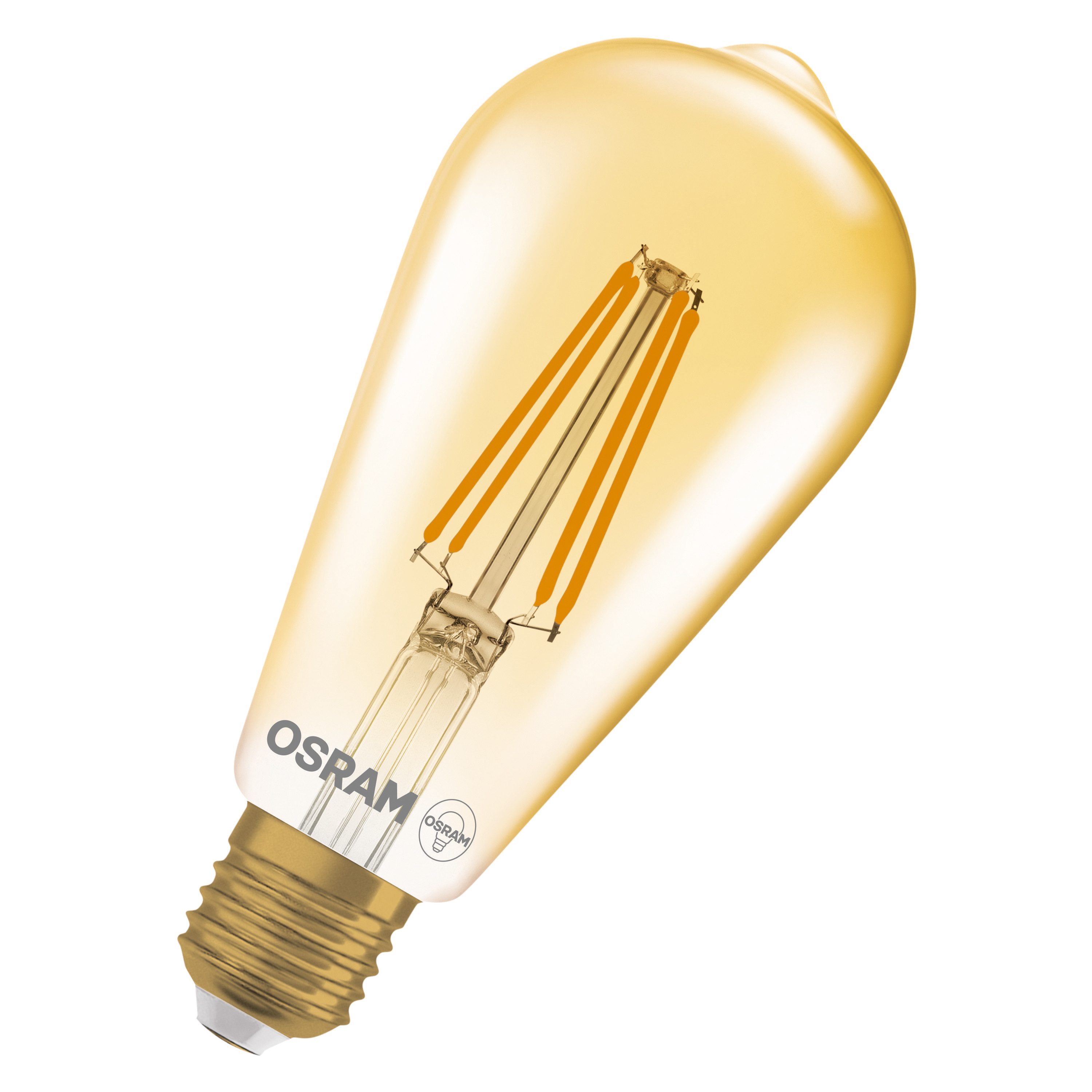 Ledvance LED-Leuchtmittel Vintage 1906 Edison 55 Filament DIM 6.5W 824 Gold E27, E27, 1 St., Komfort warmes Weiß, Geringerer Energieverbrauch als Glüh- oder Halogenlampen