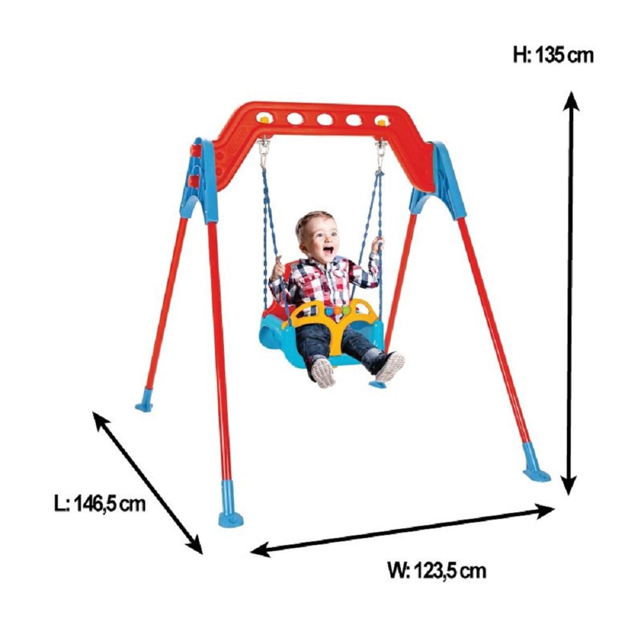Pilsan Einzelschaukel Swing 07968, Metallrahmen, Rückenlehne, abnehmbarer Bügel, bis 100 kg, ab 12 Monate