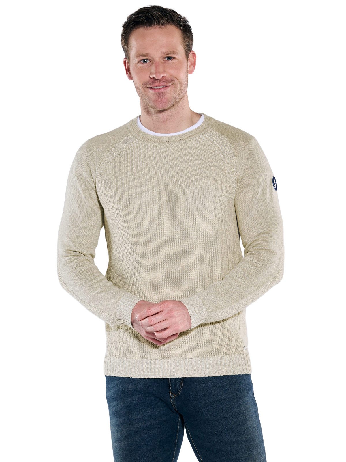 Engbers Rundhalspullover engbers Herren Pullover Rundhals, Creme günstig online kaufen