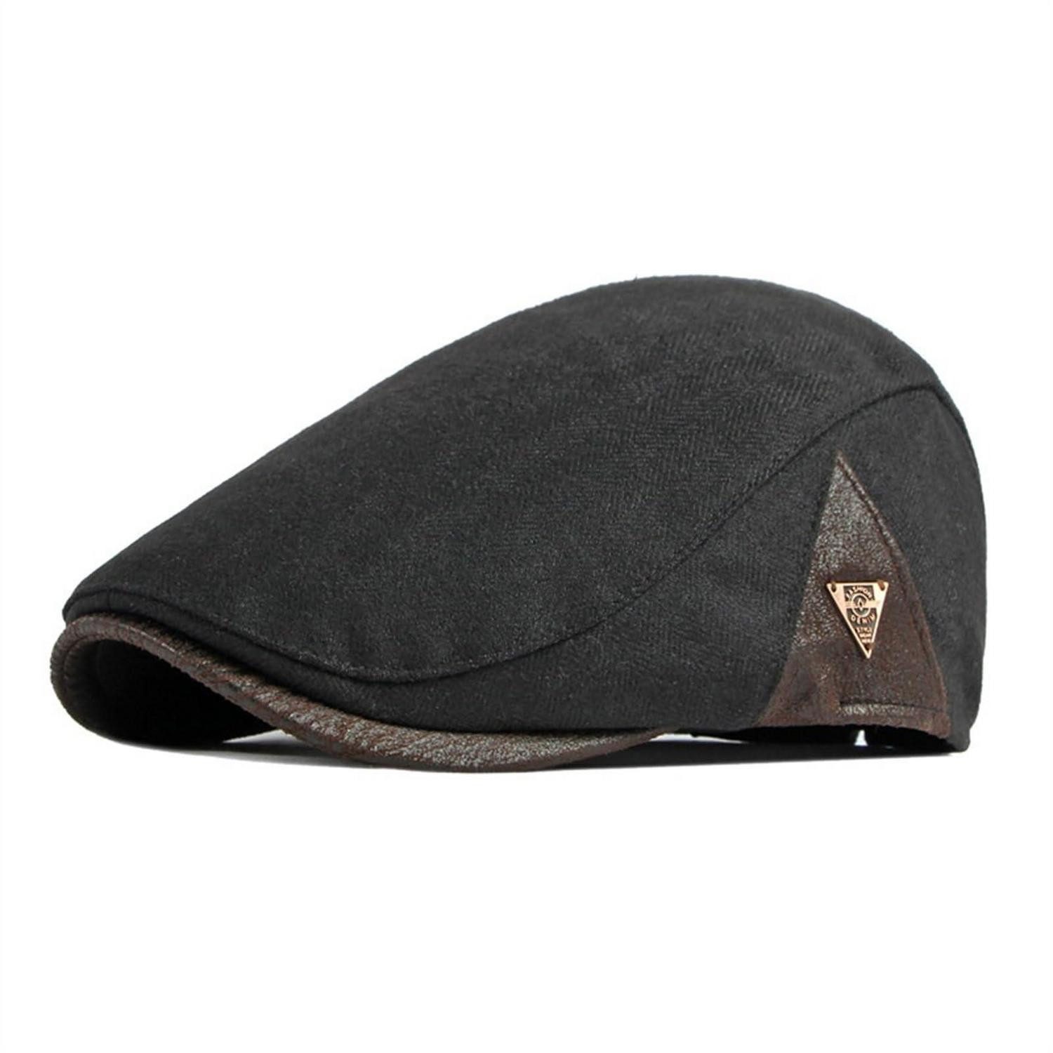 LuxusKollektion Schiebermütze Schiebermütze Herren Verstellbar Newsboy Flatcap M-L A2# Schwarz
