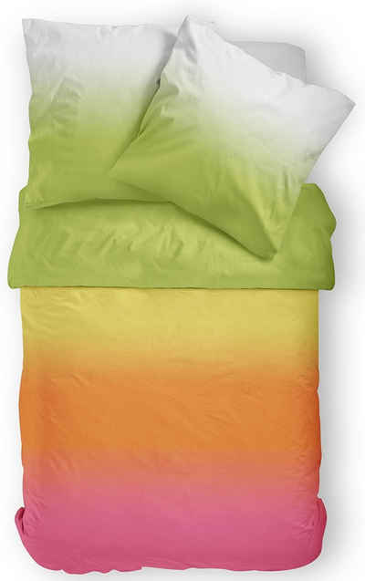 Bettwäsche Sympathica Satin Bettwäsche Streifen Verlauf Regenbogen bunt Wende, Sympathica, Satin, 2 teilig