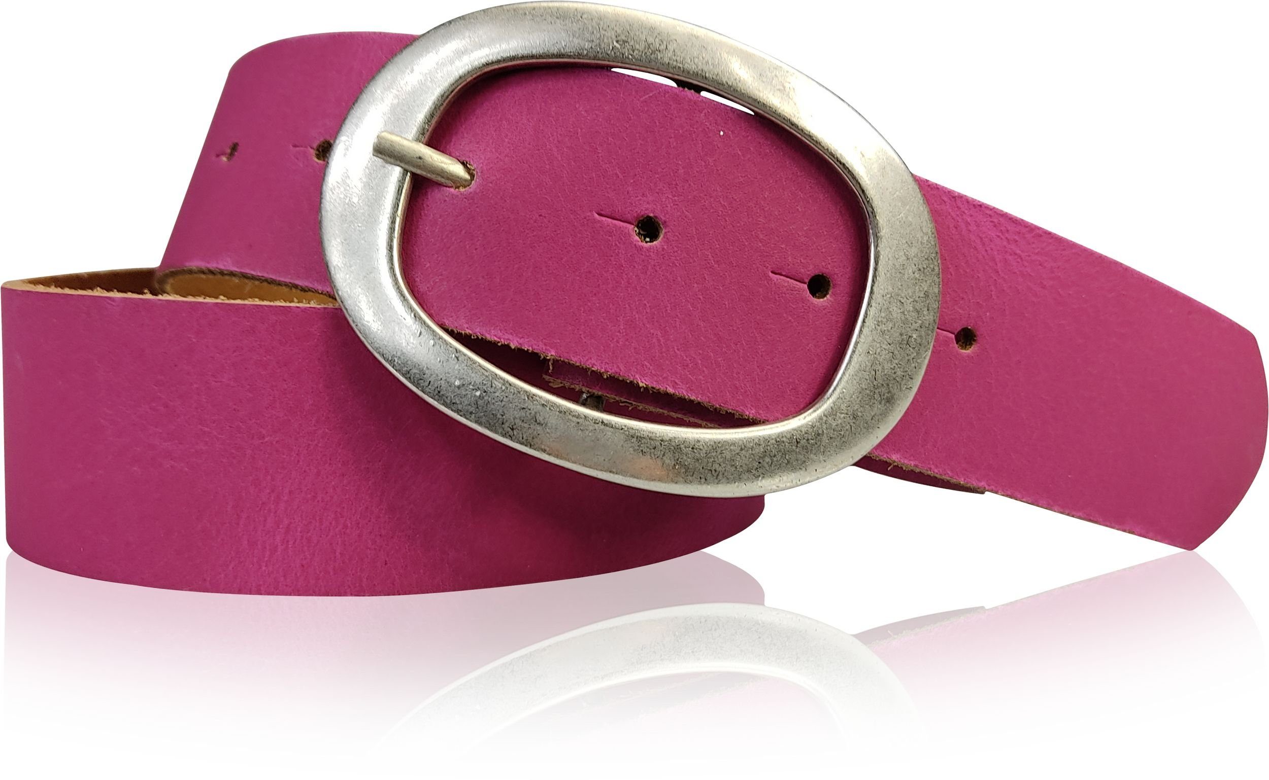FRONHOFER Hüftgürtel 17611 vielseitiger Damen Jeansgürtel 4 cm ovale Gürtelschnalle silber Pink