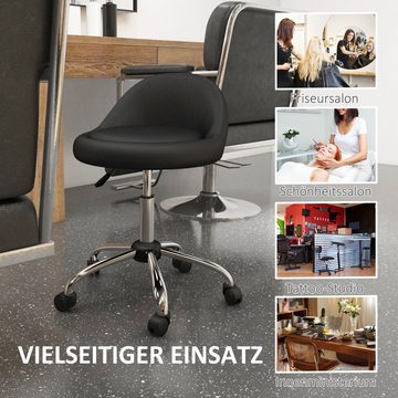 HOMCOM Rollsitz Rollhocker Höhenverstellbarer Arbeitshocker 63-83 cm Drehhocker (Salonstuhl, 1 St., Bürohocker), Salon Hocker Kunstleder Schwarz