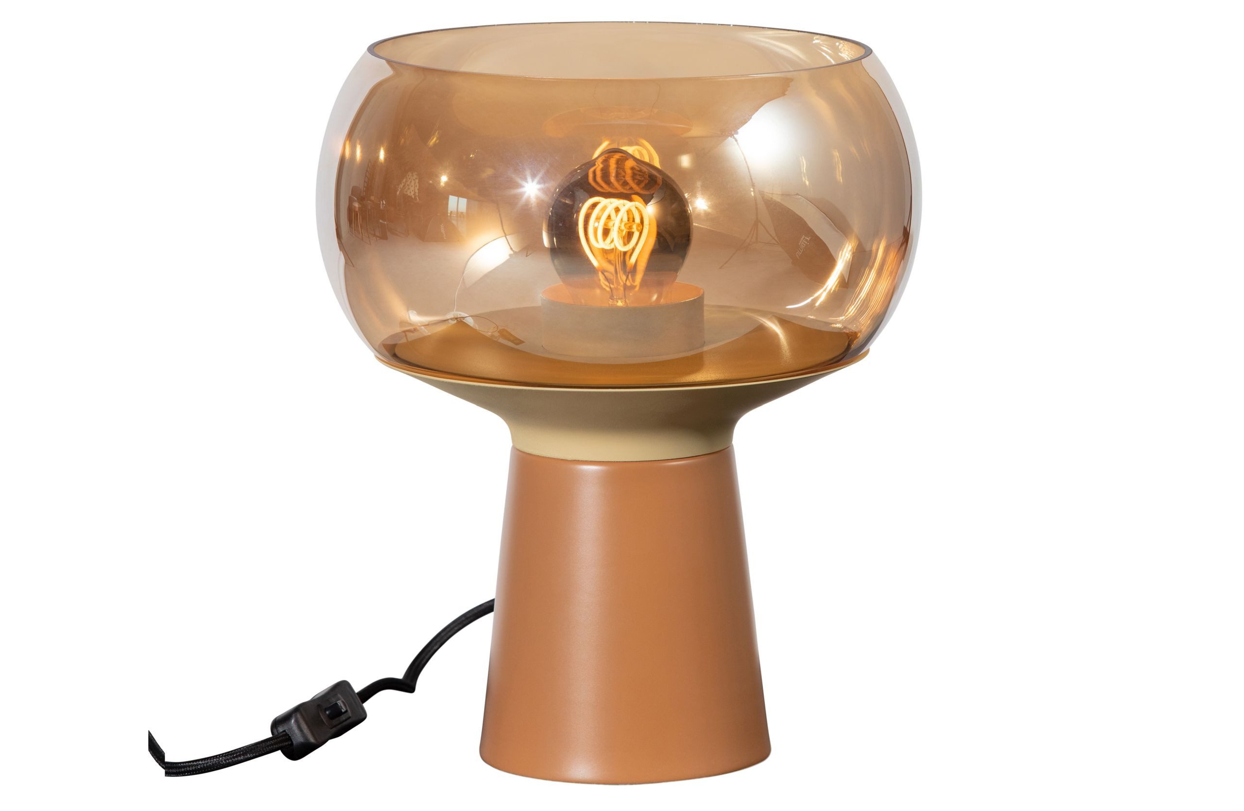 Vintagehaus Schreibtischlampe Retro Tischlampe Stehlampe Mushroom Glas Karamellfarben