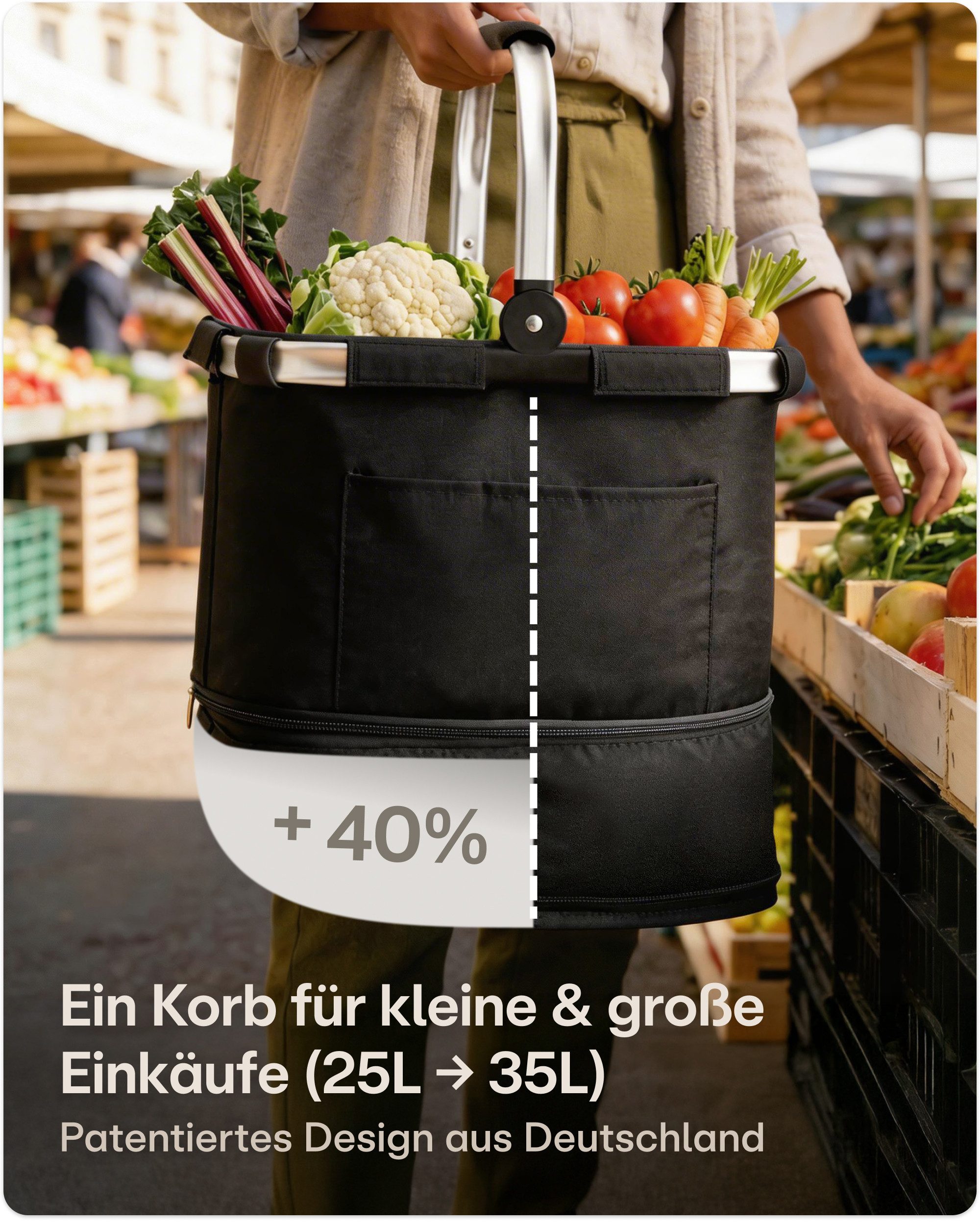 Praknu Einkaufskorb Einkaufskorb Faltbar – 2 in 1 Erweiterbar, Waschbarer B günstig online kaufen