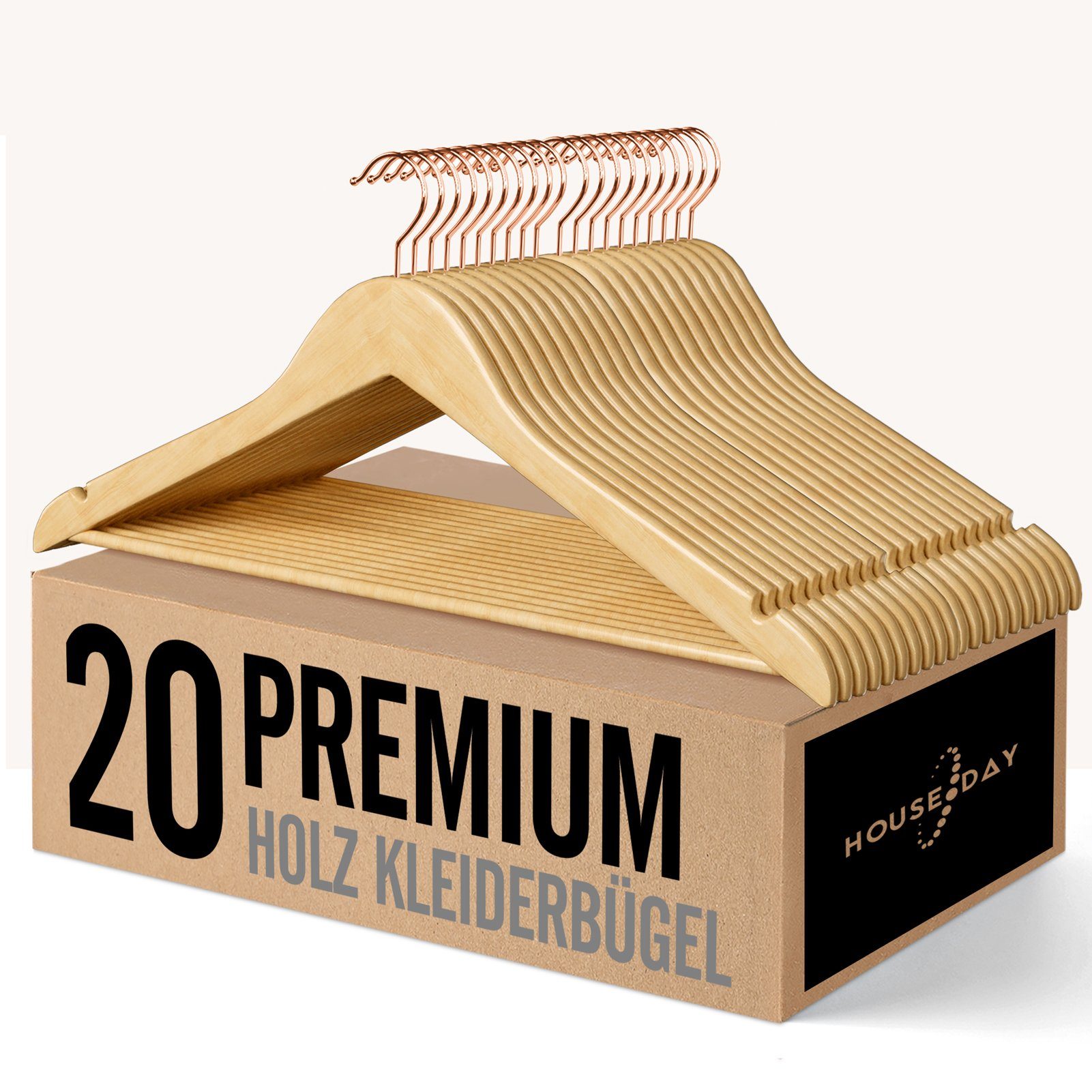 House Day Kleiderbügel Holz für Anzüge, rutschfest, (20-tlg), Kleiderbügel günstig online kaufen
