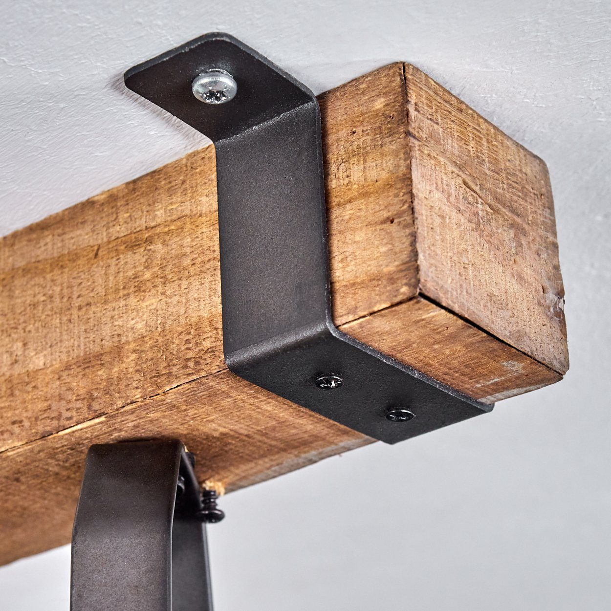 hofstein Deckenleuchte »Villanuova« Deckenlampe aus Metall/Holz in Schwarz/Braun, ohne Leuchtmittel, Retro-Leuchte, Holzbalken, verstellbare Strahler, 3xGU10 – Bild 3 von 5