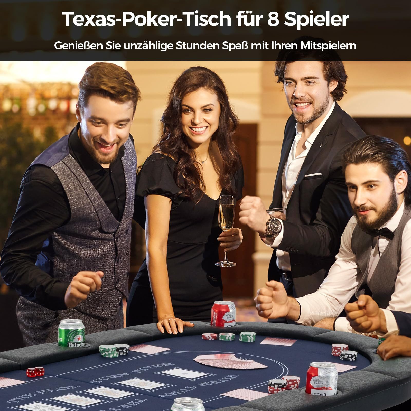 COSTWAY Spieltisch, Pokertisch, klappbar 182 x günstig online kaufen