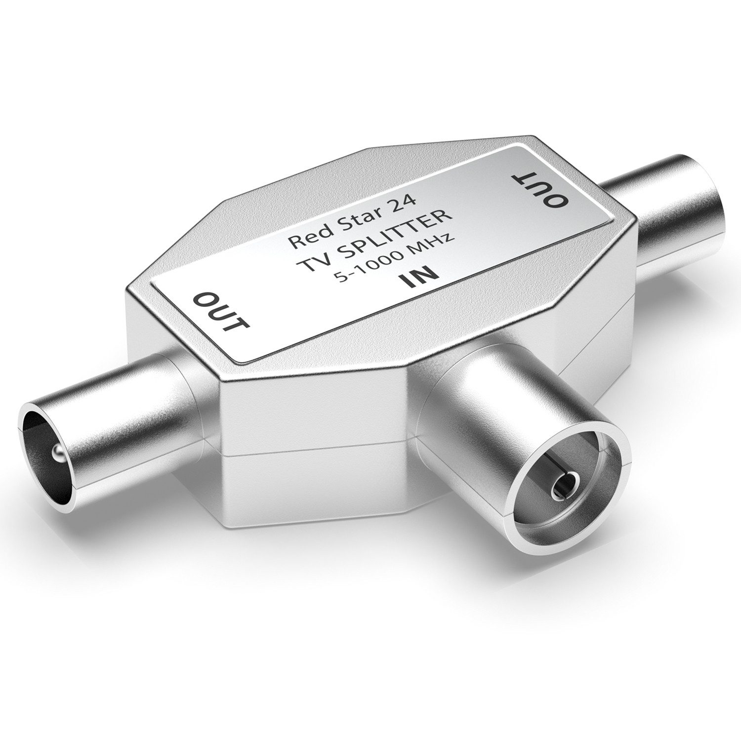 RedStar24 SAT-Verteiler Antennen-Verteiler 2 Fach - TV-Splitter 2-Wege T-Adapter