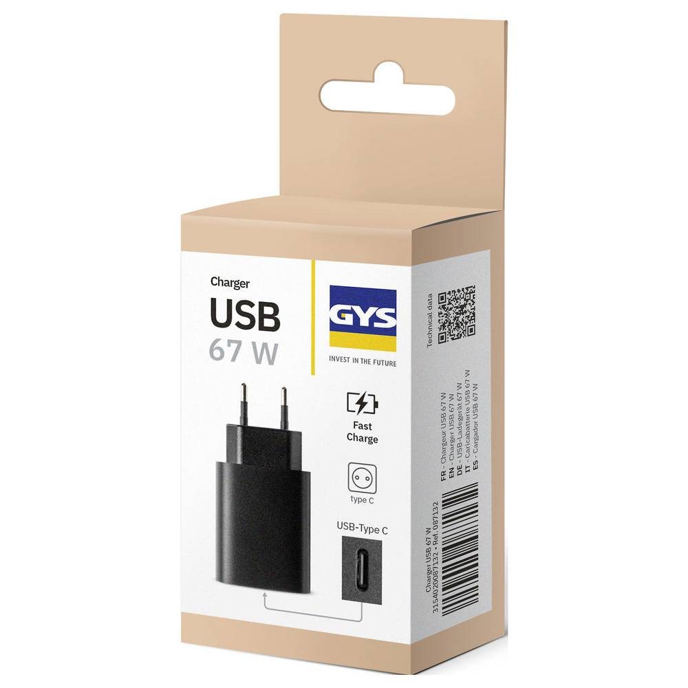 GYS USB-LADEGERÄT 67W USB Ladegerät 67 W USB-C® Fast Charge Schwarz USB-Ladegerät
