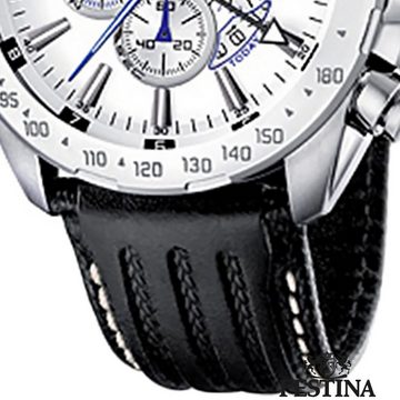 Festina Chronograph Festina Herren Uhr F16489/1 Chronograph, Herren Armbanduhr rund, Lederarmband schwarz