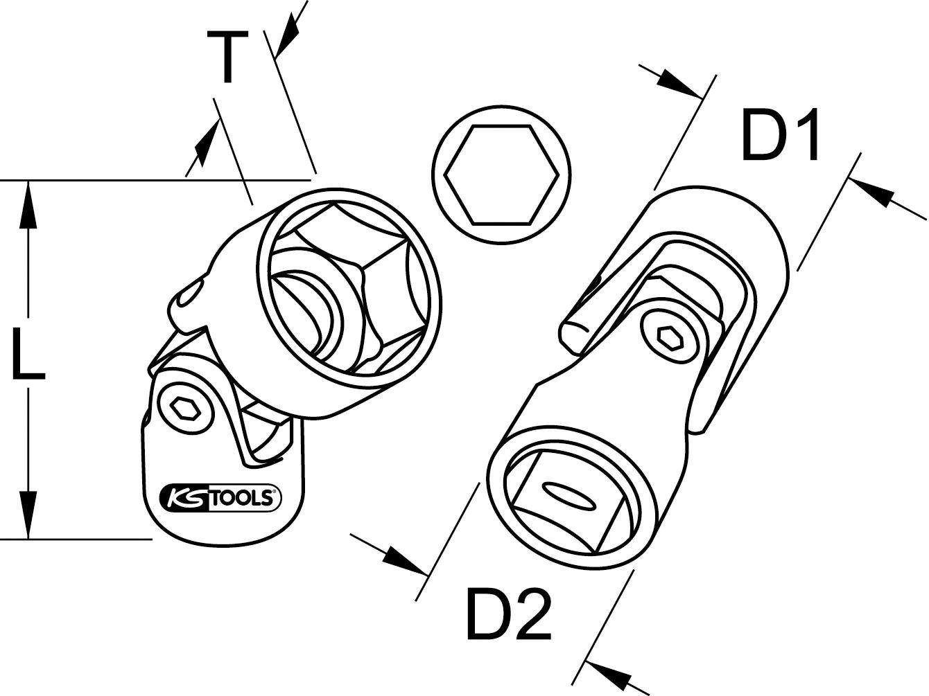 Thumbnail - KS Tools Stecknuss 3/8" Sechskant-Stecknuss mit Gelenk, 16mm