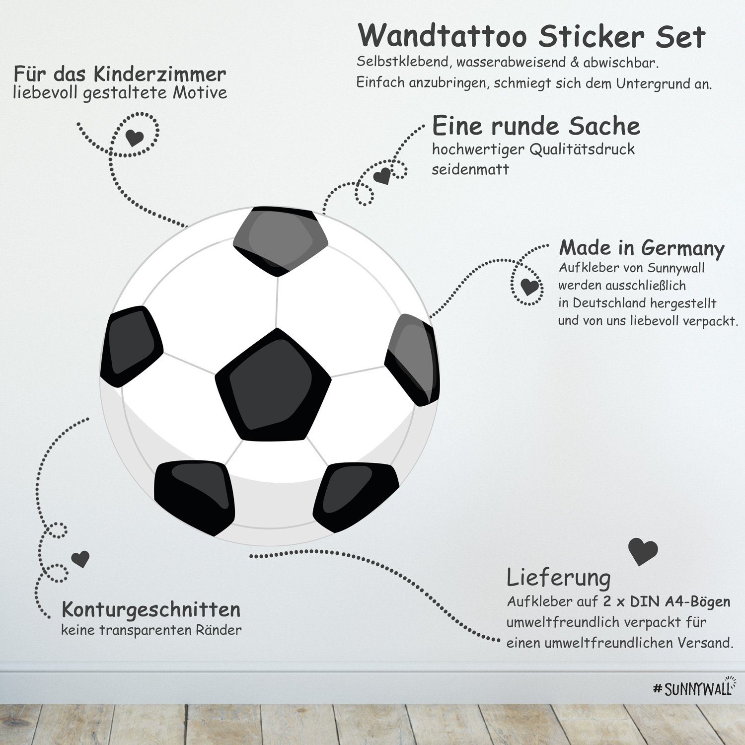 Sunnywall Wandtattoo Fussbälle Wandsticker Wandtattoo (2 St)