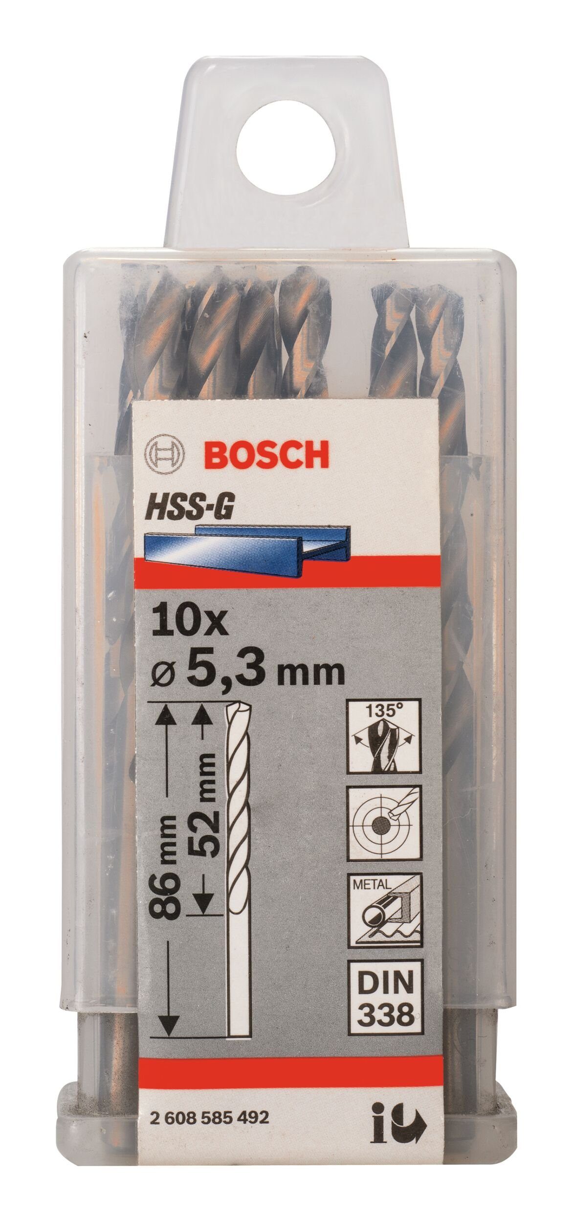 5,3 BOSCH 338) Stück), Metallbohrer, mm 86 (10 - 10er-Pack - (DIN HSS-G x x 52