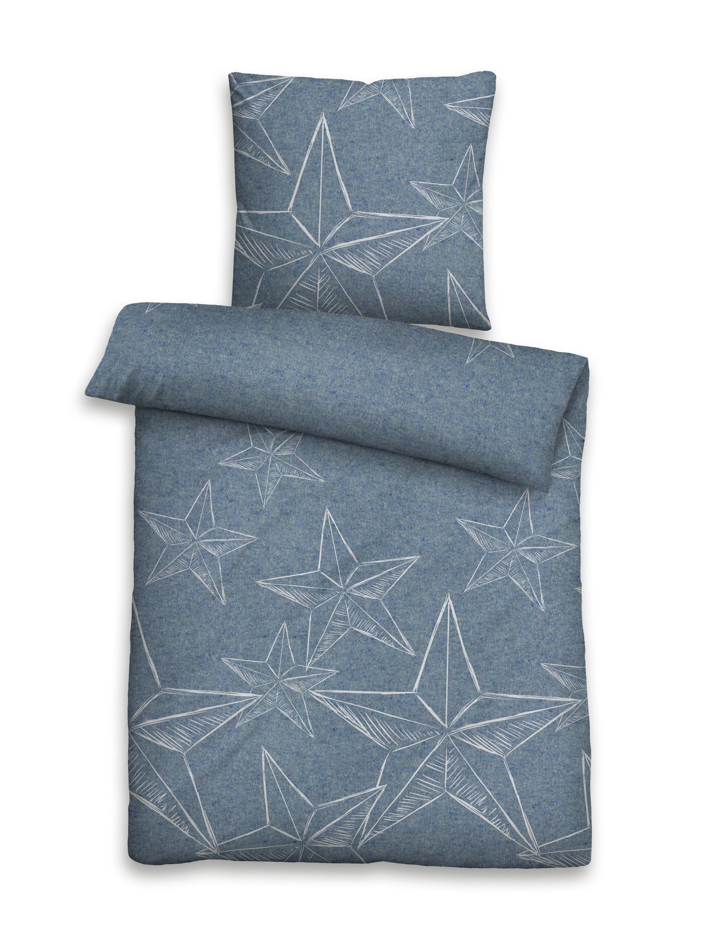 Traumschloss Bettwäsche Flanell, Flanell, 2 teilig, Wendebettwäsche, Sterne