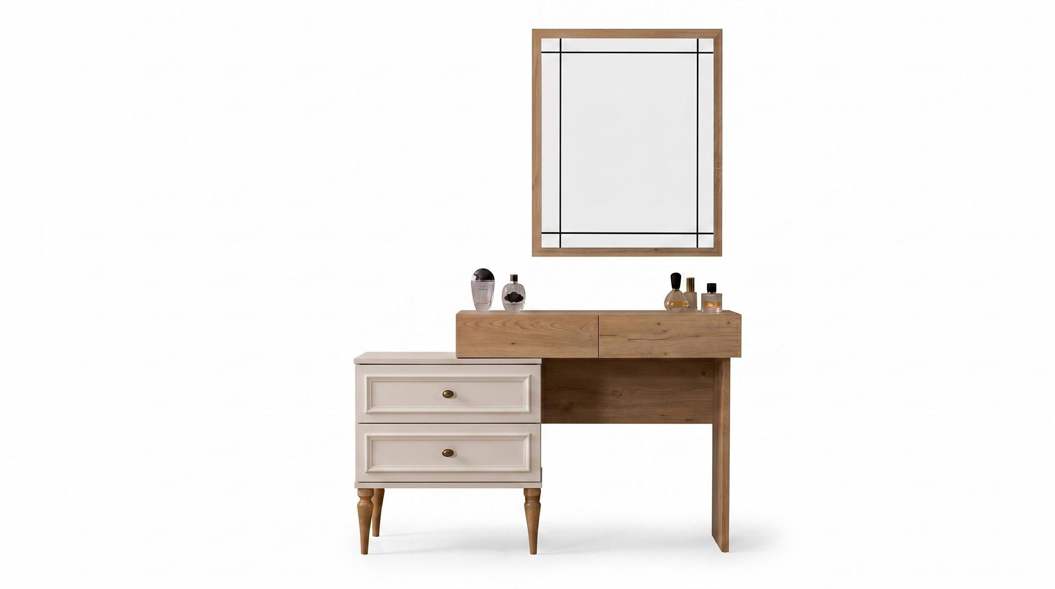 JVmoebel Schminktisch Schminktisch mit Spiegel Modern Beige Elegante Schminkkommode, Made in Europa