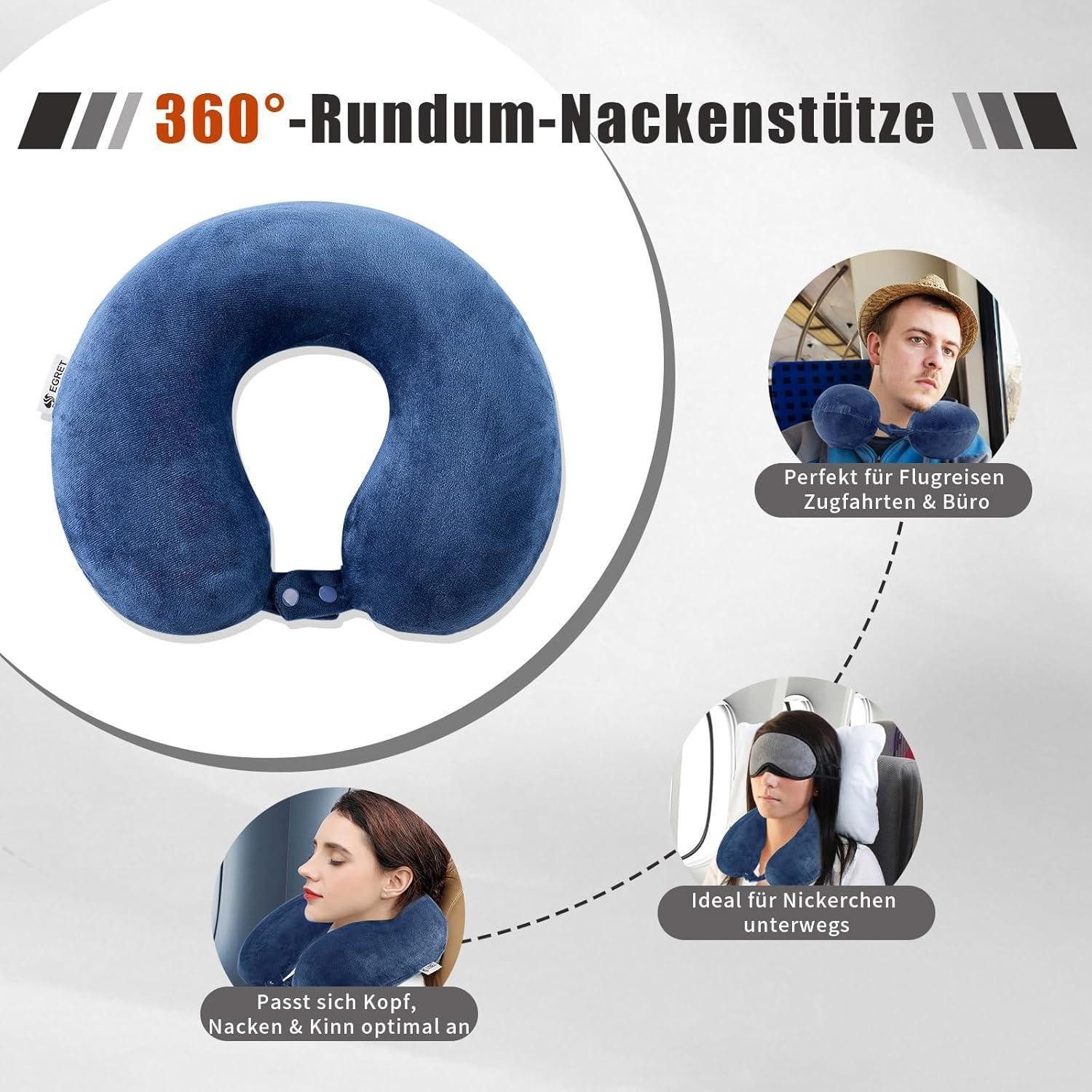 LuxusKollektion Nackenhörnchen Nackenhörnchen Memory Foam Ergonomie Nacken Kinn Reisen Blau