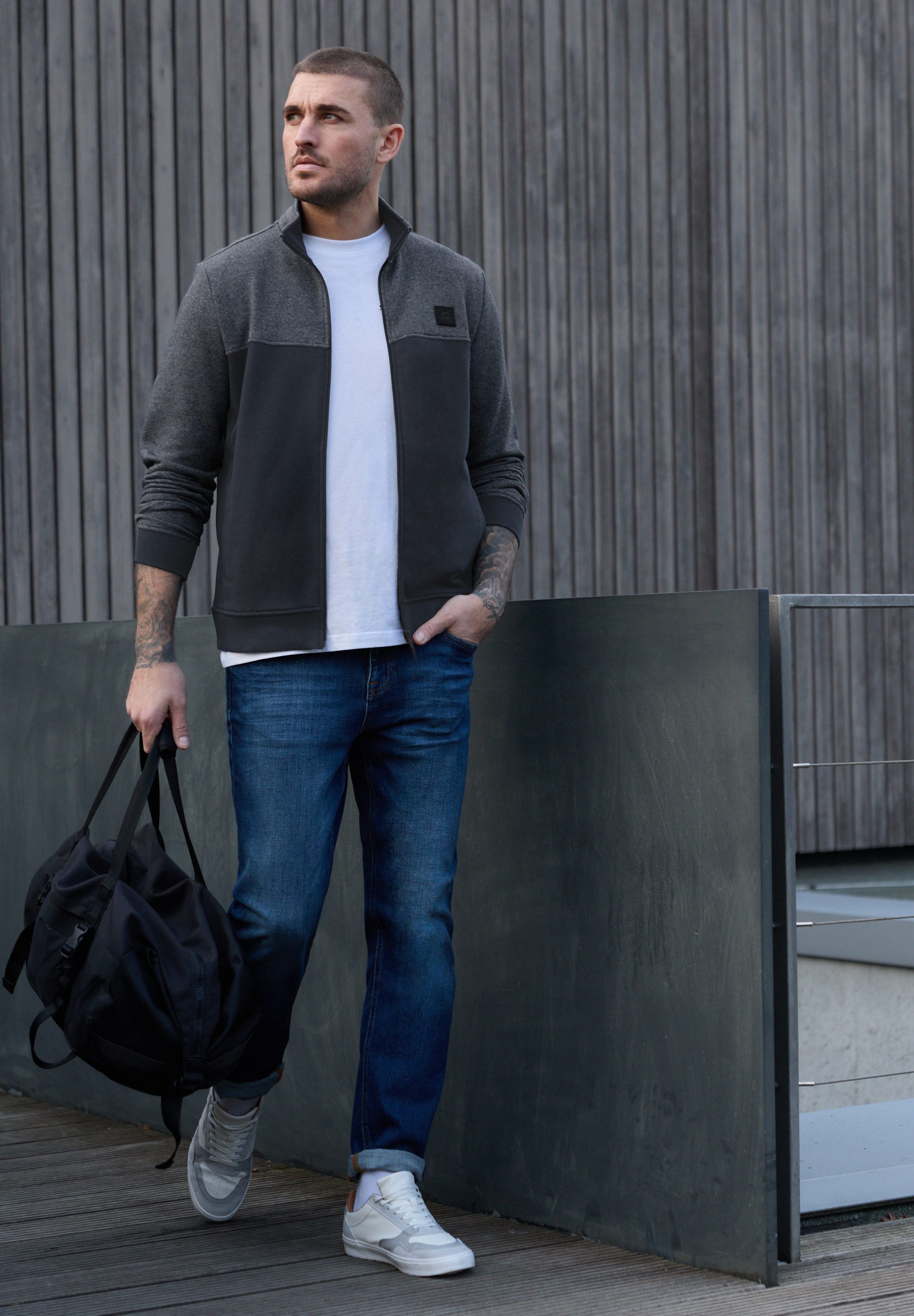 STREET ONE MEN Sweatjacke mit Stehkragen günstig online kaufen