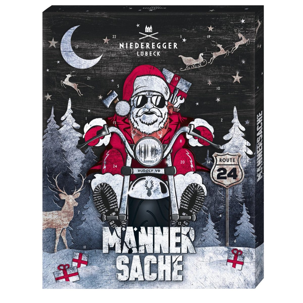 Niederegger Lebensmittel-Adventskalender Adventskalender Männersache, 300 g, Niederegger (1-tlg), 24 Pralinen