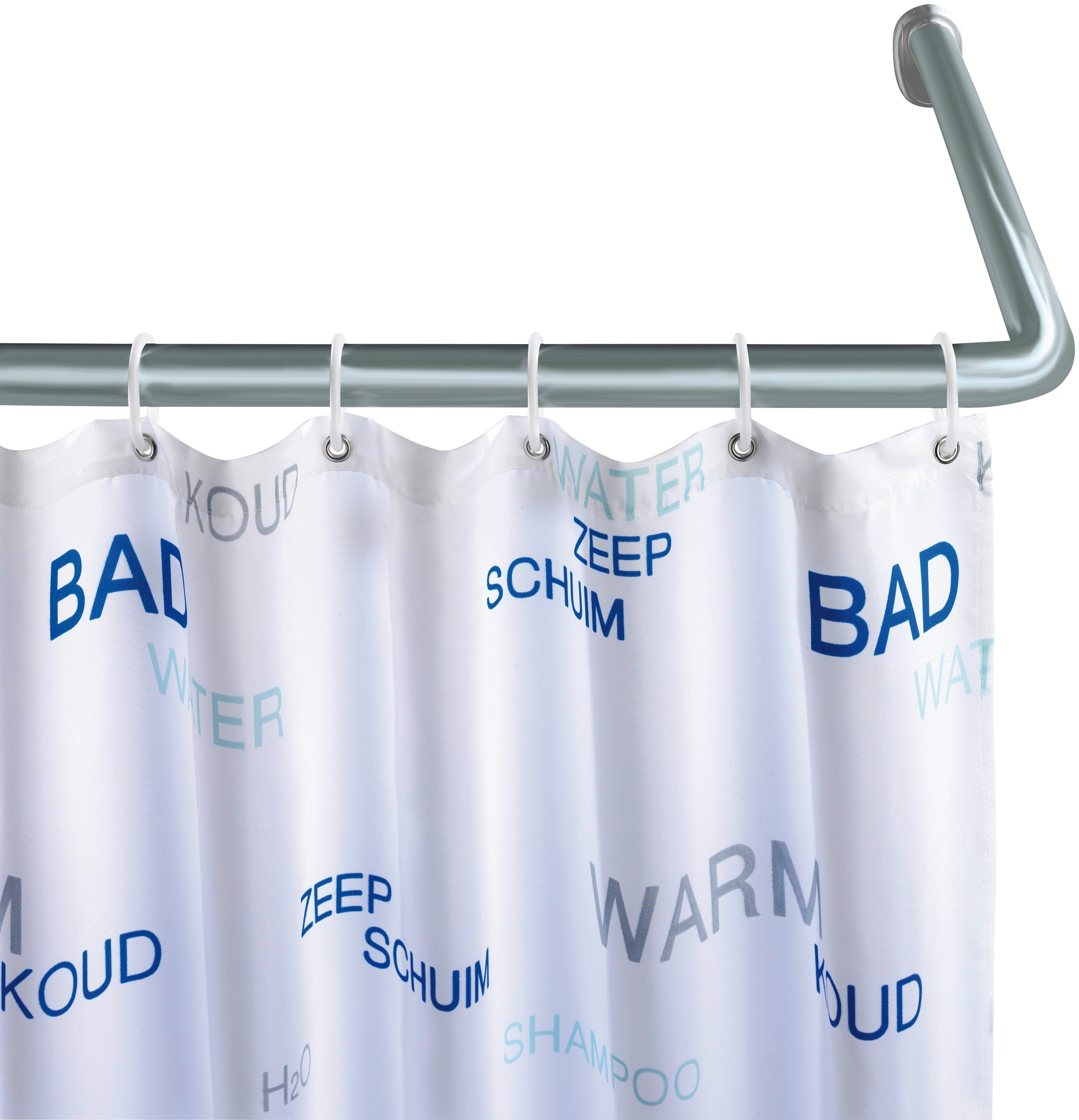 WENKO Winkelstange Universal extra stark, Ø 25 mm, kürzbar, Aluminium, Chrom, variabel montierbar