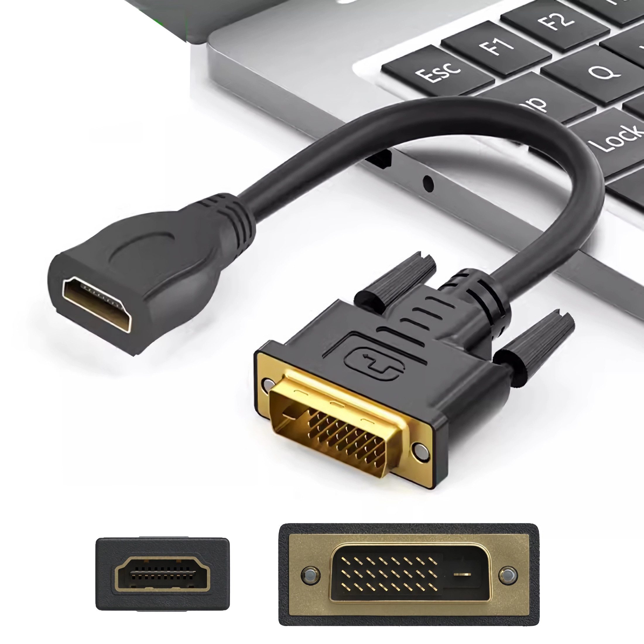 Bolwins B93 DVI zu HDMI Adapter DVI-D (24+1) Stecker auf HDMI Buchse 4K FullHD Computer-Kabel, DVI, HDMI (30 cm), Videoübertragung 4K
