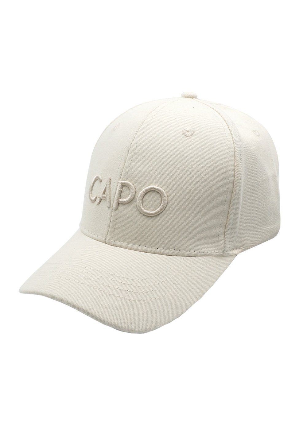 CAPO Baseball Cap Baseballcap 3D-Stickerei, 6 Panel ecru | Baseball Caps