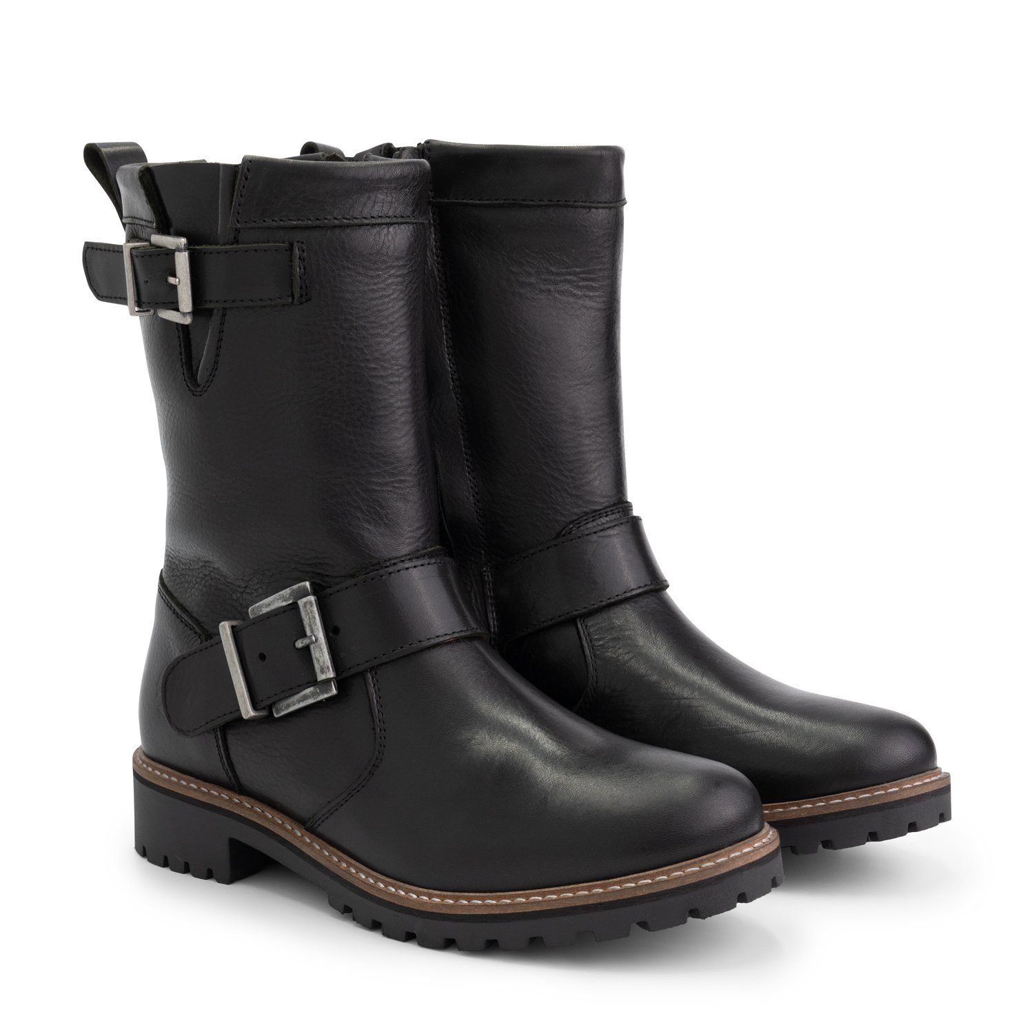 Wolle Lady Outdoorschuh Silkeborg Schwarz mit Travelin' gefüttert (Reißverschluss)