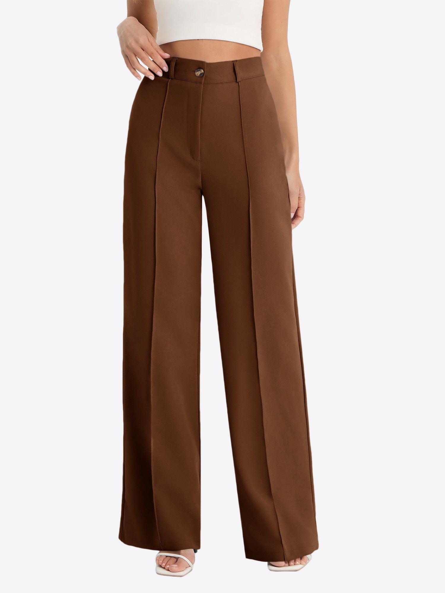 Imily Bela Marlene-Hose Damen Businesshose weitem Anzughose (Packung, 1-tlg., 1per-Pack) mit Knöpfen