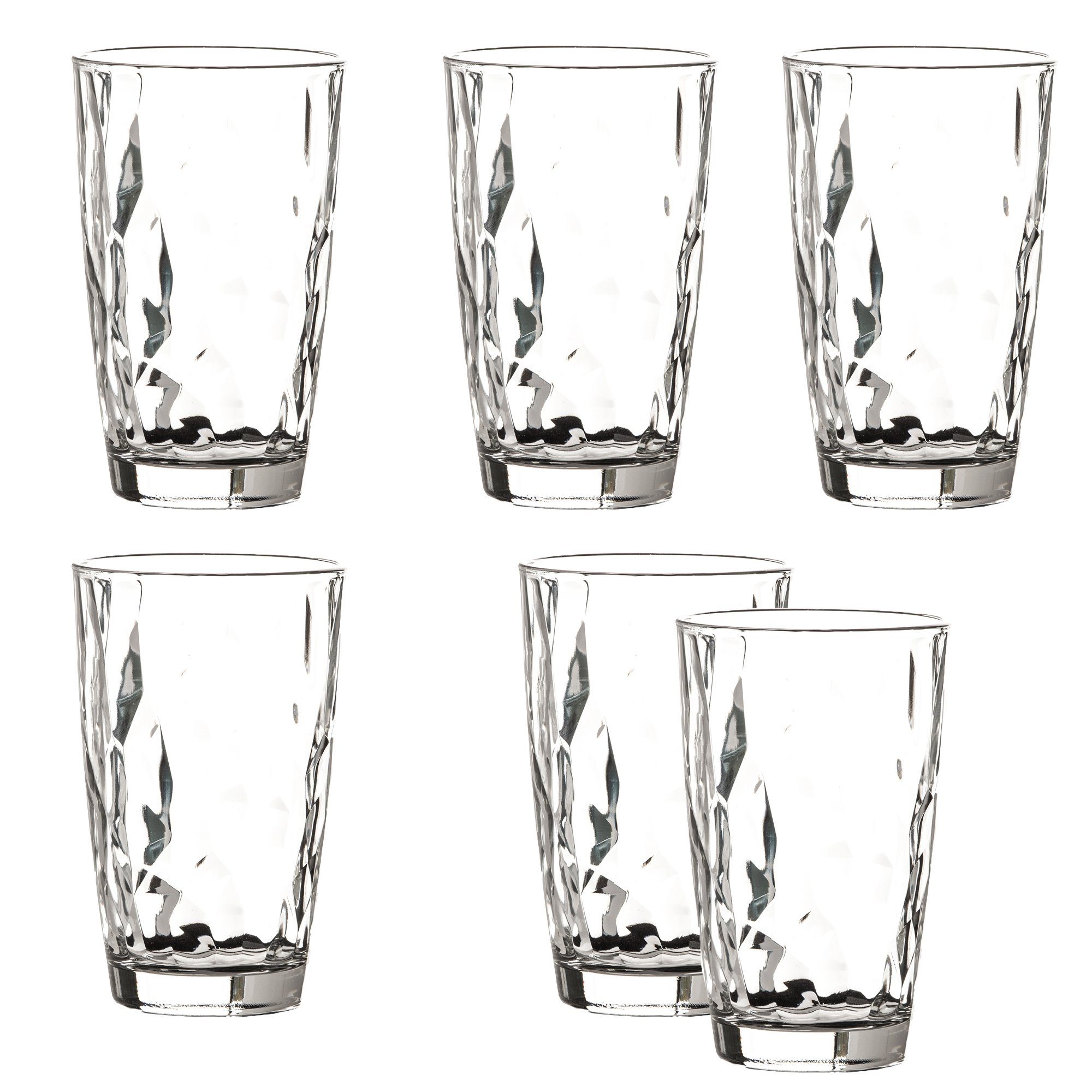 Longdrinkglas 6x »Diamond Trasparente«, Glas, Longdrinkglas 470ml Glas transparent