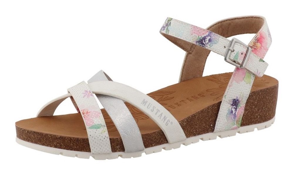 Mustang Shoes Magnolia Sandalette Riemchensandale, Sommerschuh mit modischem Druck