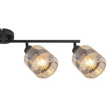 etc-shop LED Deckenspot, Leuchtmittel nicht inklusive, Deckenlampe Deckenleuchte verstellbar Glas Lebensblume amber schwarz L