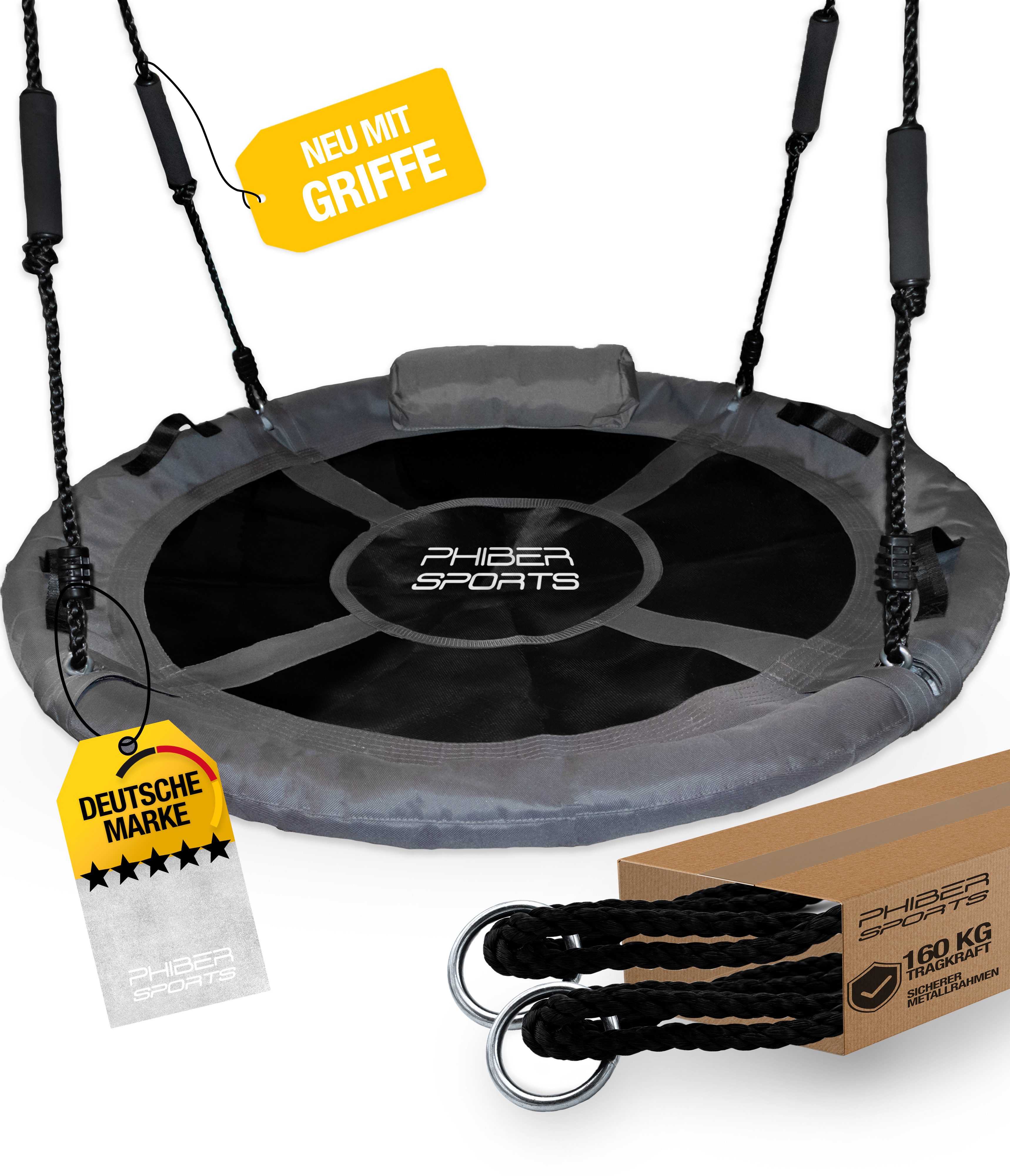 PHIBER-SPORTS Nestschaukel Outdoor Kinder - Ø 100cm - Mit Kissen + Haltegri günstig online kaufen