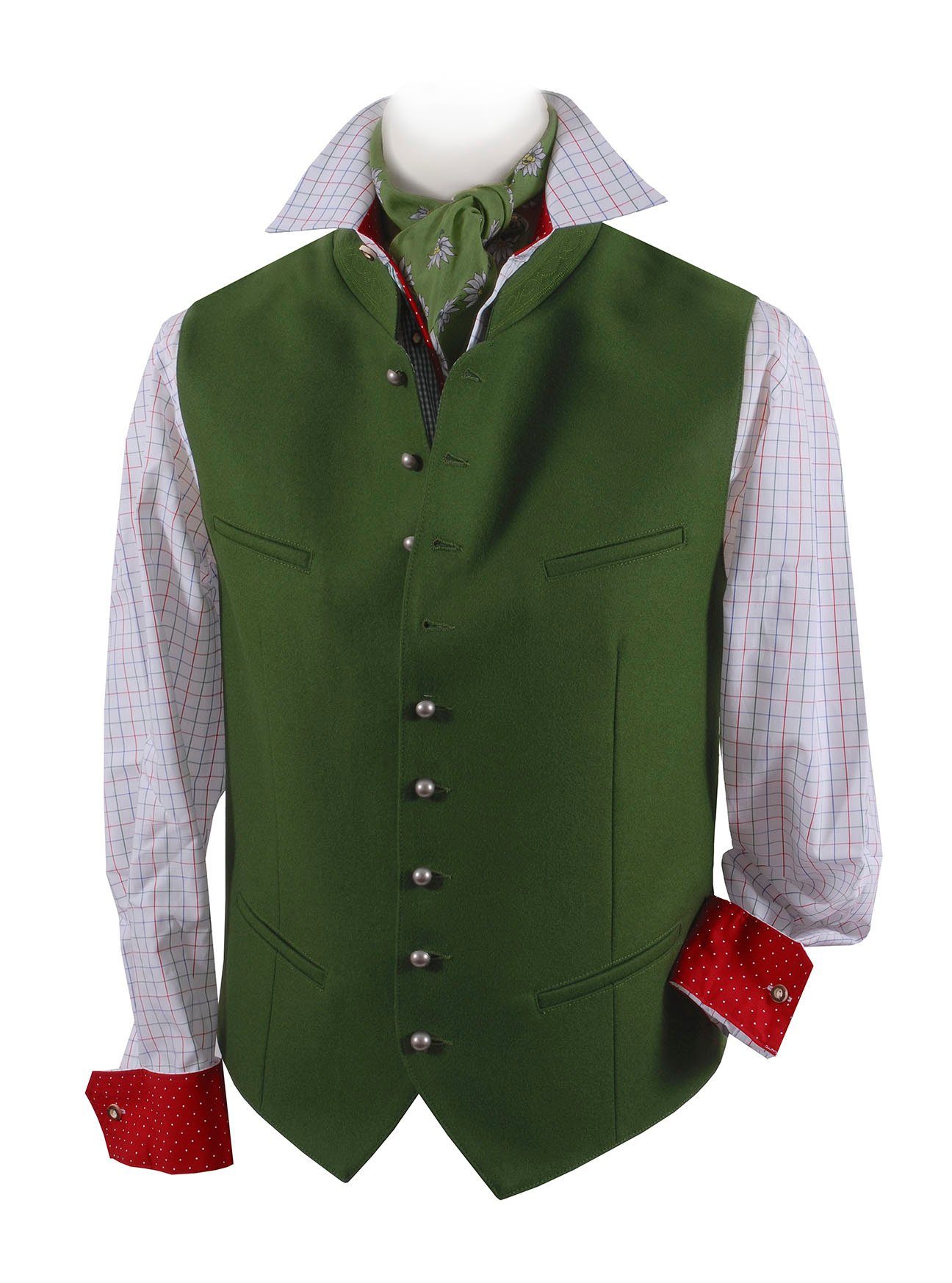 Moschen-Bayern Trachtenweste Trachtenweste Herren Weste Lodentuch Wolle Trachten Gilet Oktoberfest Herrenweste Grün Anzugweste, Stoffweste, Weste Lodentuch, Wollweste, Weste mit Stehkragen