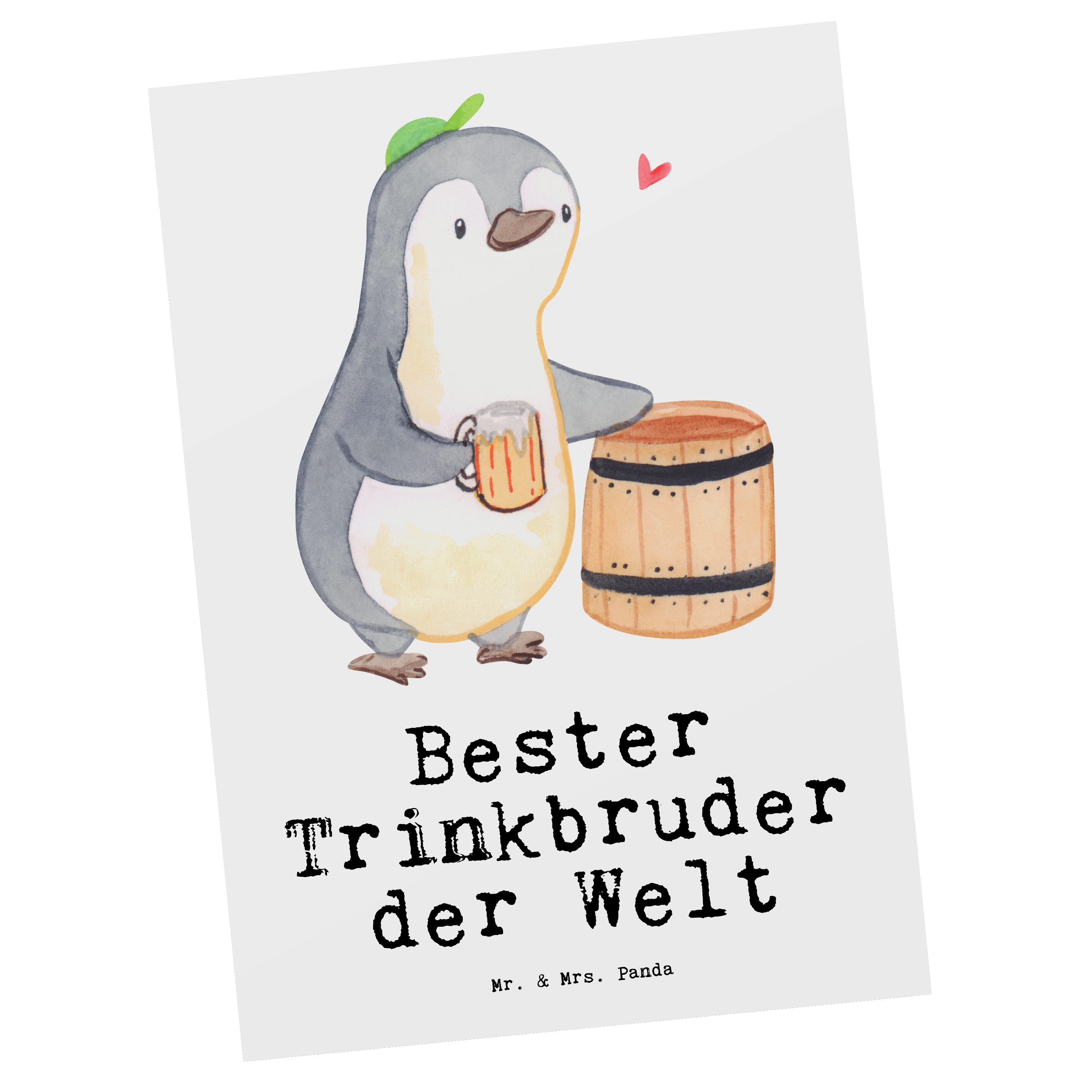 Mr. & Mrs. Panda Postkarte Pinguin Bester Trinkbruder der Welt - Weiß - Geschenk, Einladung, Trinken, Grußkarte, Karte, Schenken, Geburtstag, Geschenkkarte, Ansichtskarte