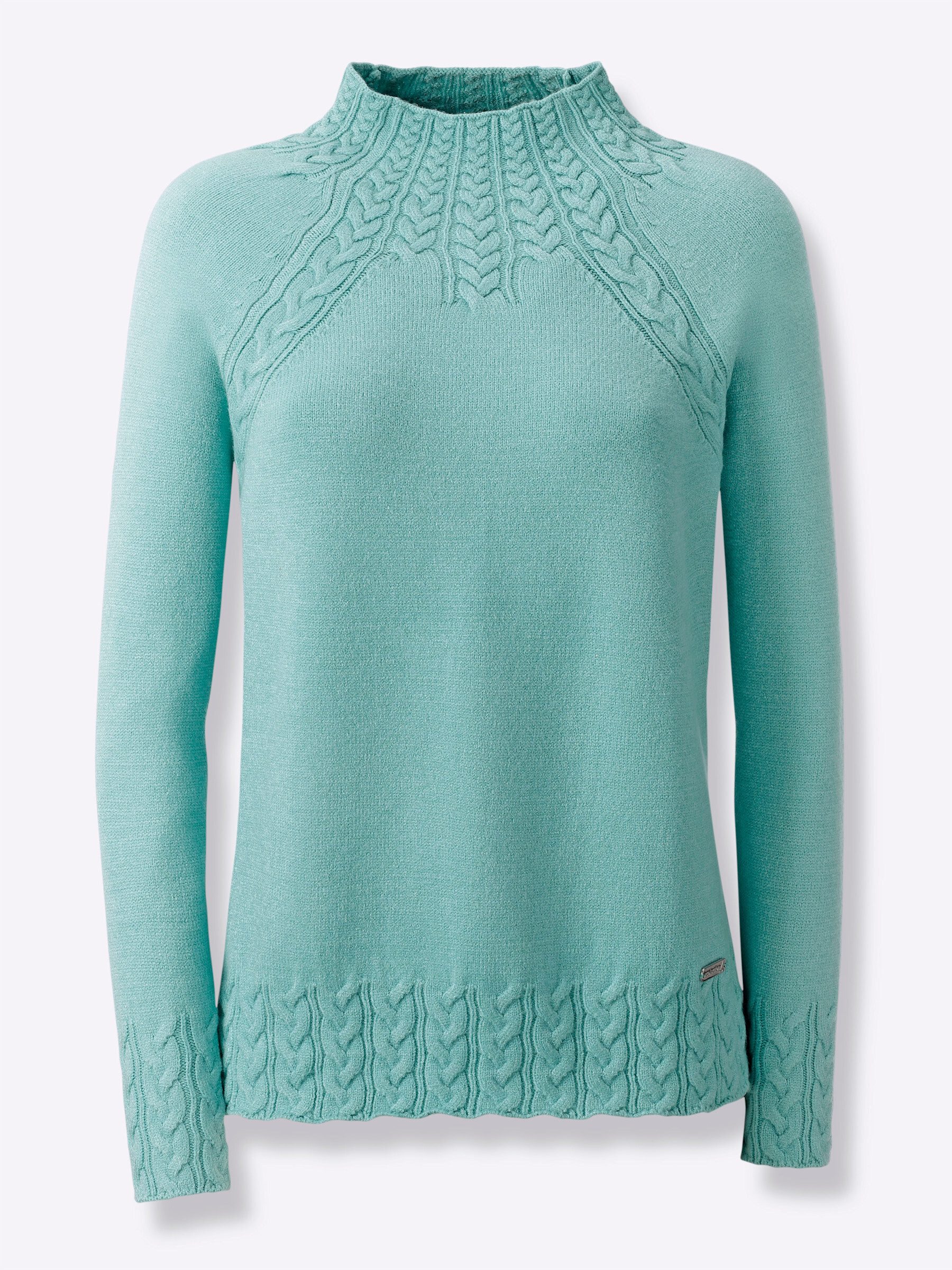 Witt Strickpullover Stehkragen-Pullover Langarm Zopfmuster, Jersey