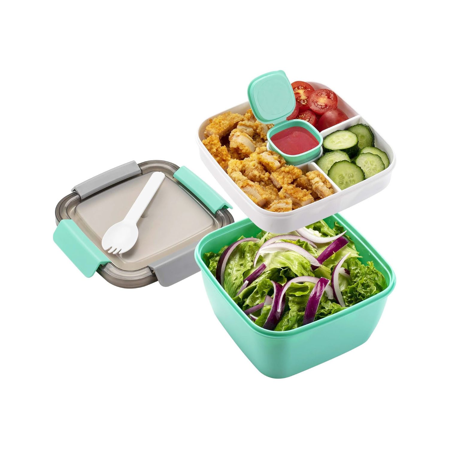 Gigicial Frischhaltedose Lunchbox mit unterteilung fächern, für Schule Arbeit Picknick Reisen
