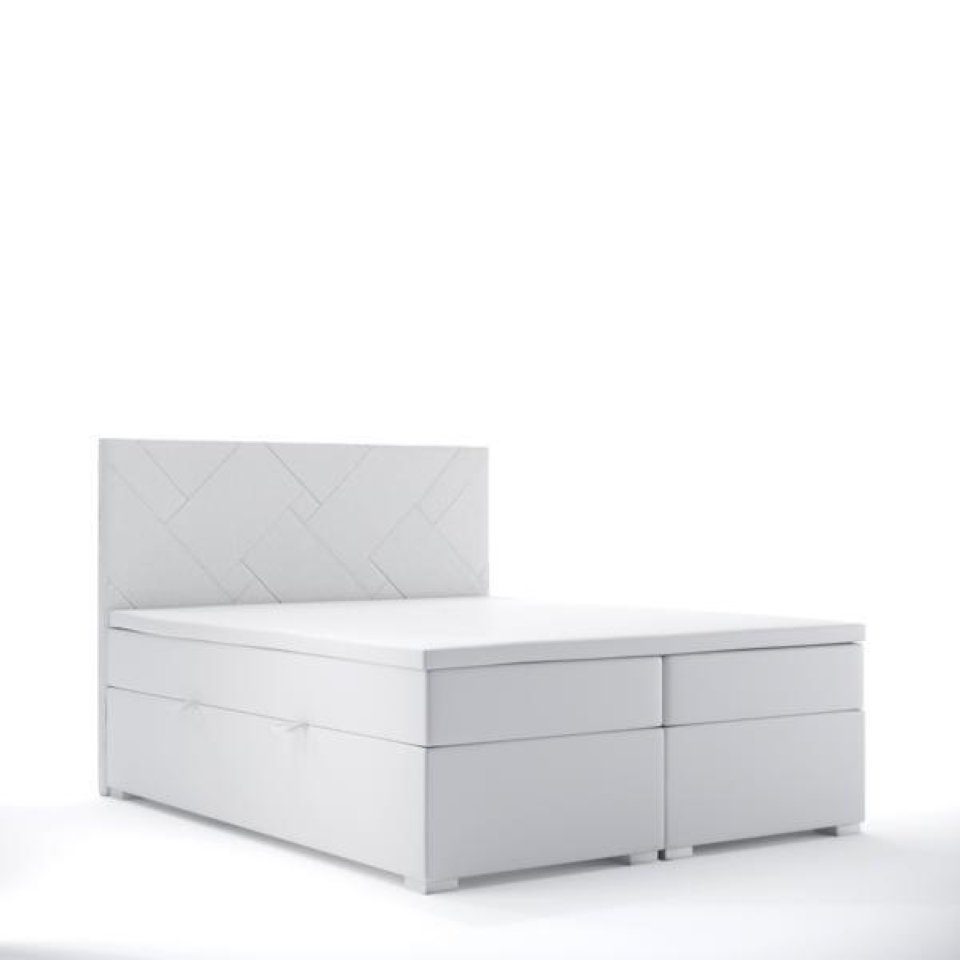 JVmoebel Boxspringbett Luxus Designer Schlafzimmer Polstermöbel Doppelbett Boxspringbett, Made in Europa Weiß