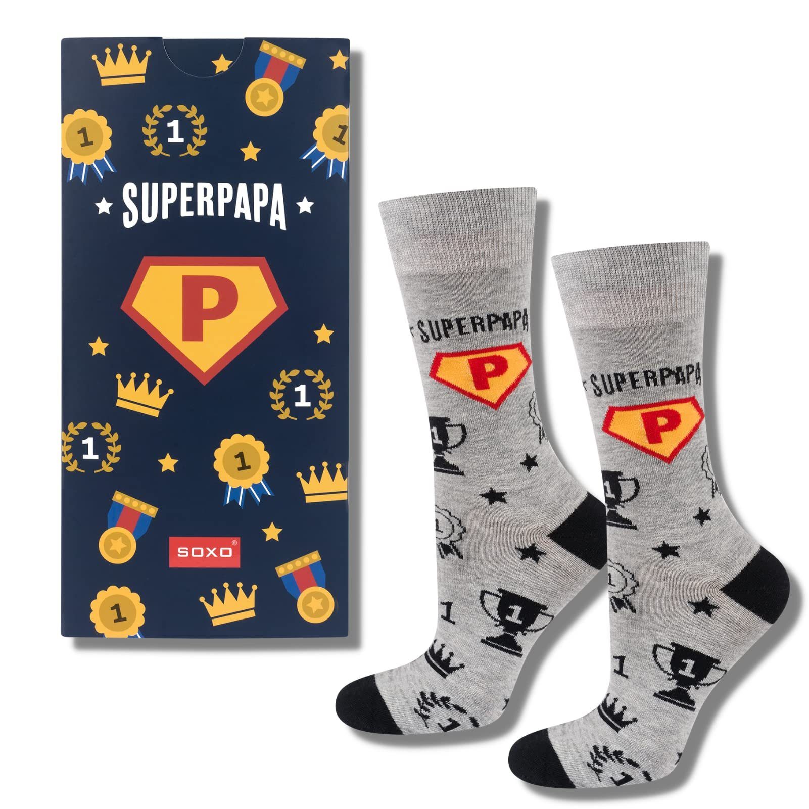 Bunte Lustige Herren (Box, Für Socken Socken Papa 40-45 Super Geschenke 1-Paar) Männer Soxo