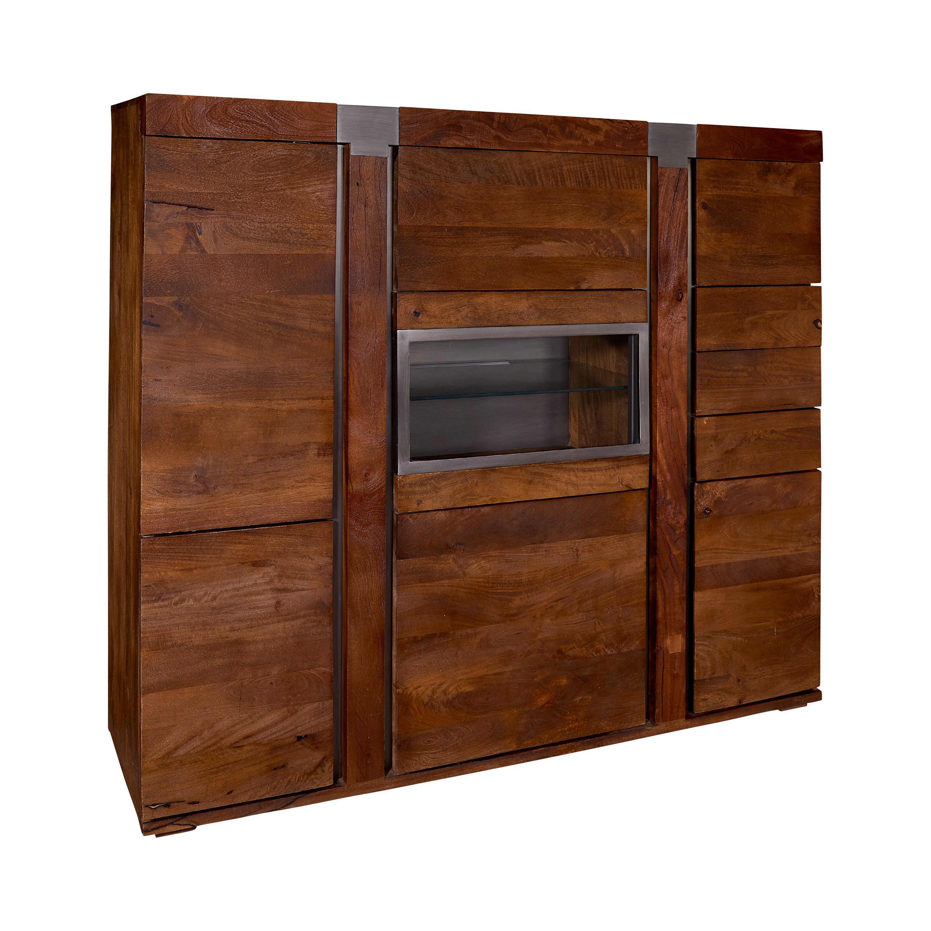Massivmoebel24 Highboard AMSTERDAM Mango Massivholz braun (Massivholz montiert 125 kg AMSTERDAM #07), Mango 160x45x142 cm (BxTxH) braun lackiert