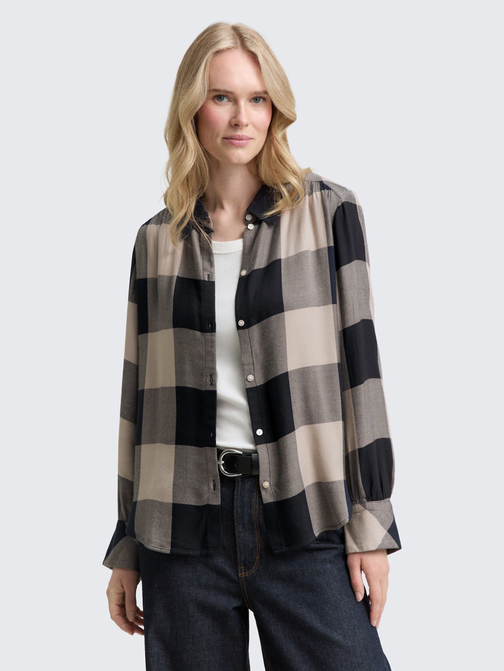 TOM TAILOR Langarmbluse Blusen & Shirts Hemdbluse mit Karomuster günstig online kaufen