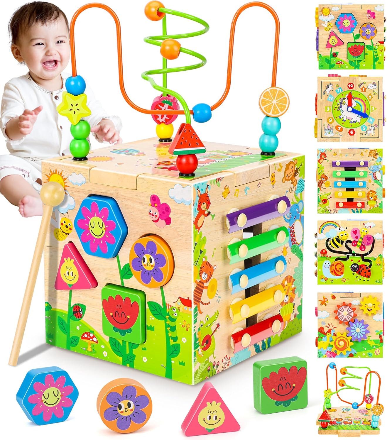 Motorikwürfel Motorikspielzeug, Aktivitätswürfel Montessori Baby Spielzeug