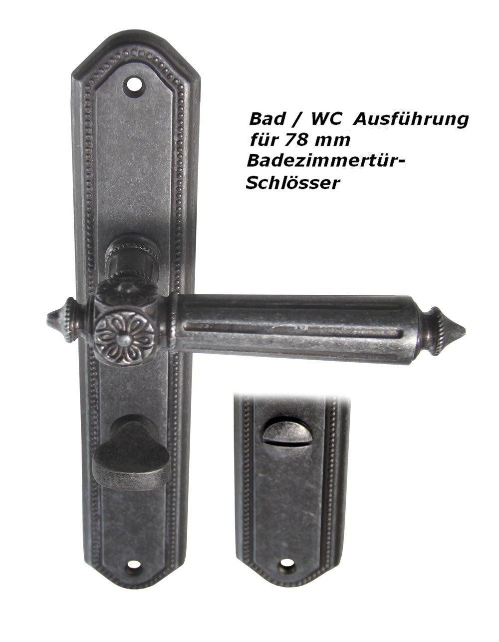 Türbeschlag Türbeschlag Antike LS Antik Grau WC Türklinke, Festdrehbar gelagert mit Rückholfeder zur Schlossentlastung